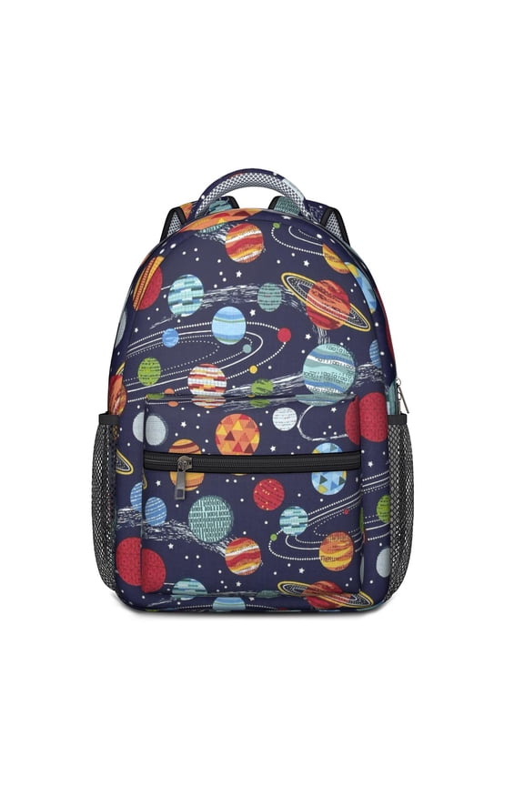 Outer Space School Backpack - Lightweight & Waterproof with Organized Storage, Rocket & Alien Design for Teens & Commuters