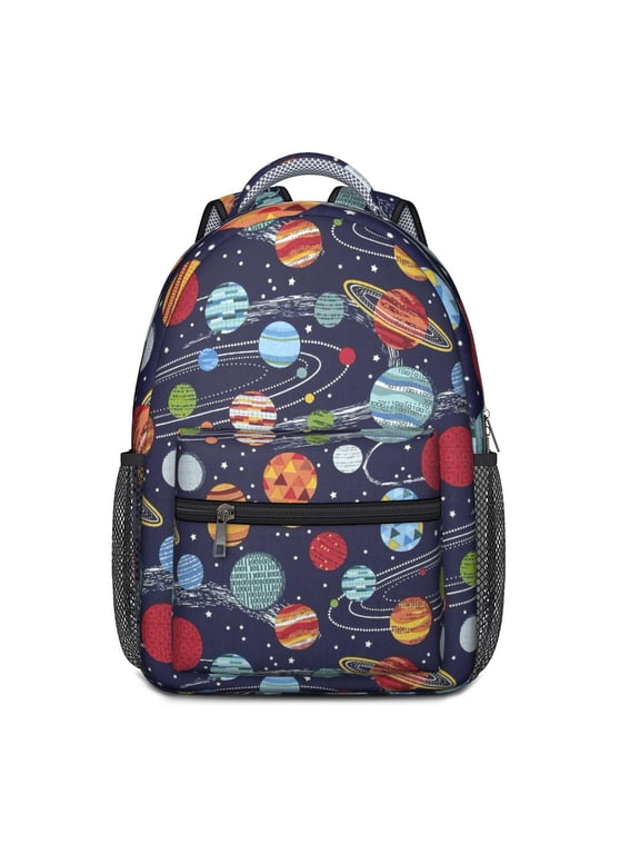 Outer Space School Backpack - Lightweight & Waterproof with Organized Storage, Rocket & Alien Design for Teens & Commuters