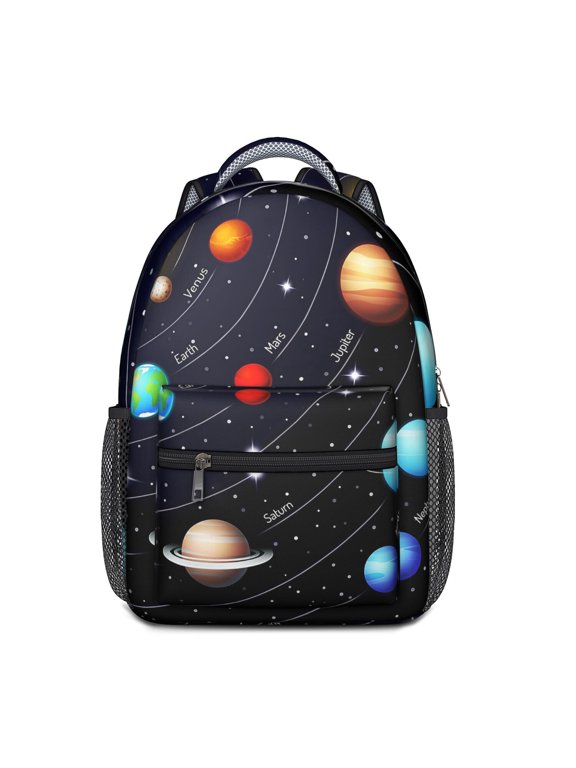 Outer Space School Backpack - Lightweight & Waterproof with Organized Storage, Rocket & Alien Design for Teens & Commuters