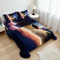 thumbnail image 1 of Ambesonne Universe Fitted & Top Sheet Set with Shams, Solar System Cornet, Red Blue, 1 of 8
