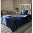 thumbnail image 1 of Outer Space Sheet Set, Vibrant UFO on Earth Secret Experiment Climate Change Terrestrial Fiction, Fitted and Flat Sheet with Pillowcase Bedding Accent 3 Piece Set, Twin XL, Blue Orange, by Ambesonne, 1 of 4