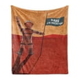 thumbnail image 1 of Outer Space Soft Flannel Fleece Blanket, Colonization of Mars with Cosmonaut on the Planet with a Flag Discovery Image, Cozy Plush for Indoor and Outdoor Use, 50" x 70", Orange Red, by Ambesonne, 1 of 5