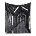 thumbnail image 1 of Outer Space Soft Flannel Fleece Blanket, Dark Futuristic Corridor of Spaceship Adventure Technology Sci Fi Art Prints, Cozy Plush for Indoor and Outdoor Use, 50" x 70", Greenish Grey, by Ambesonne, 1 of 6