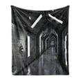 thumbnail image 1 of Outer Space Soft Flannel Fleece Blanket, Dark Futuristic Corridor of Spaceship Adventure Technology Sci Fi Art Prints, Cozy Plush for Indoor and Outdoor Use, 70" x 90", Greenish Grey, by Ambesonne, 1 of 6