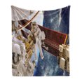 thumbnail image 1 of Outer Space Soft Flannel Fleece Blanket, International Station Scenery Science Deep Dark Matter Search on Earth Design, Cozy Plush for Indoor and Outdoor Use, 50" x 70", Multicolor, by Ambesonne, 1 of 6