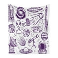 thumbnail image 1 of Outer Space Soft Flannel Fleece Blanket, Minimalist Space Graphic Satellite Orbit Radar Saturn Telescope Space Theme, Cozy Plush for Indoor and Outdoor Use, 50" x 70", Purple White, by Ambesonne, 1 of 5