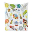 thumbnail image 1 of Outer Space Soft Flannel Fleece Blanket, Space Objects with Sun Earth Comet Stars Meteor Lunar Extraterrestrial Cartoon, Cozy Plush for Indoor and Outdoor Use, 60" x 80", Multicolor, by Ambesonne, 1 of 5