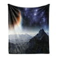 thumbnail image 1 of Outer Space Soft Flannel Fleece Blanket, Science Fiction of Galaxy Nature Milkyway Atmosphere Planet Abstract, Cozy Plush for Indoor and Outdoor Use, 70" x 90", Purple Black Orange, by Ambesonne, 1 of 5