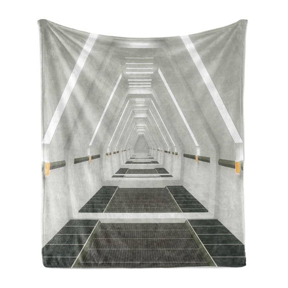 Outer Space Soft Flannel Fleece Blanket, Surreal Scene of Spaceflight New Horizons Theme Science Fiction Photo, Cozy Plush for Indoor and Outdoor Use, 70" x 90", Army Green Pale Grey, by Ambesonne