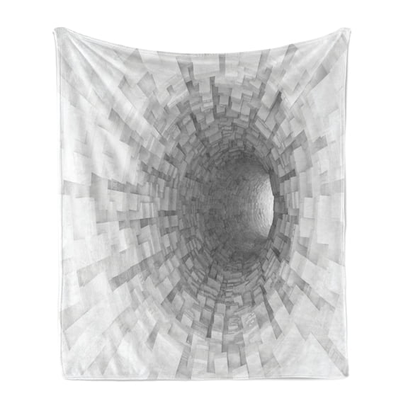 Outer Space Soft Flannel Fleece Blanket, Turning Tunnel Inside Endless Hole Magnetic Field Deep in the Space Digital Artwork, Cozy Plush for Indoor and Outdoor Use, 60" x 80", Grey, by Ambesonne