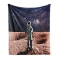 thumbnail image 1 of Outer Space Soft Flannel Fleece Throw Blanket, Astronaut on the Space Mercury Before Milky Way Cosmos Meteor Fantasy Art, Cozy Plush for Indoor and Outdoor Use, 60" x 80", Purple Brown, by Ambesonne, 1 of 5