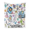 thumbnail image 1 of Outer Space Soft Flannel Fleece Throw Blanket, Deep Space Astronaut Girl Boy Aliens Rockets on Moon Kids Nursery Theme, Cozy Plush for Indoor and Outdoor Use, 50" x 70", Multicolor, by Ambesonne, 1 of 5