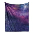 thumbnail image 1 of Outer Space Soft Flannel Fleece Throw Blanket, Dim Star Clusters Milky Way Inspired Circle Back with Solar Elements, Cozy Plush for Indoor and Outdoor Use, 70" x 90", Purple Blue, by Ambesonne, 1 of 5