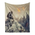 thumbnail image 1 of Outer Space Soft Flannel Fleece Throw Blanket, Futuristic Mechanical Tecnology in the Alien Planet Saving the World Illustration, Cozy Plush for Indoor and Outdoor Use, 70" x 90", Grey, by Ambesonne, 1 of 5