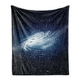 thumbnail image 1 of Outer Space Soft Flannel Fleece Throw Blanket, Spiral Galaxy Image Space and Stars Celestial Cosmos Expanse Universe Modern, Cozy Plush for Indoor and Outdoor Use, 70" x 90", Navy White, by Ambesonne, 1 of 5