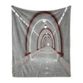 thumbnail image 1 of Outer Space Soft Flannel Fleece Throw Blanket, Station with the Clean Walls Featured Surface Alien Astronomy Big Bang Ship, Cozy Plush for Indoor and Outdoor Use, 70" x 90", White Red, by Ambesonne, 1 of 5