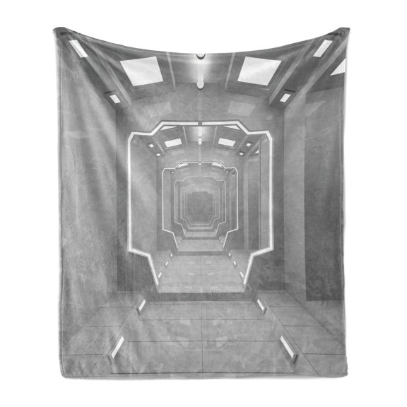 Outer Space Soft Flannel Fleece Throw Blanket, Supernatural Science Based Travel Journey to Planet Solar System Exploration Image, Cozy Plush for Indoor and Outdoor Use, 60" x 80", Grey, by Ambesonne