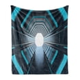 thumbnail image 1 of Outer Space Soft Flannel Fleece Throw Blanket, Tunnel with Neon Passage Mercury Lunar Orbit Inspired Stardust Art, Cozy Plush for Indoor and Outdoor Use, 60" x 80", Blue Dark Blue White, by Ambesonne, 1 of 5