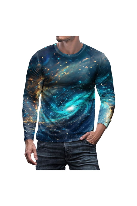 Outer Space T Shirts for Men 3D Printed Galaxy Solar System Planets Nebula Shirt Crewneck Short Sleeve Blouse Tee Tops Mens Undershirts
