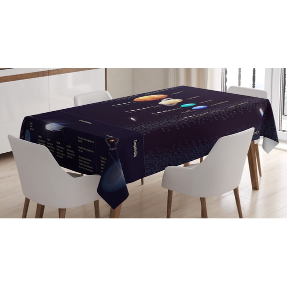 Ambesonne Colorful Tablecloth Rectangular Table Cover, Jupiter Saturn Planet, 60"x84", Multicolor