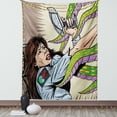 thumbnail image 1 of Outer Space Tapestry, Alien Attacks Terrified Uniform Woman Human against Monster Sci Fi Discovery, Wall Hanging for Bedroom Living Room Dorm Decor, 60W X 80L Inches, Multicolor, by Ambesonne, 1 of 5