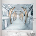 thumbnail image 1 of Outer Space Tapestry, Futuristic Hallway of Spaceship Digital Architecture Sci Fi Style Inner View, Fabric Wall Hanging Decor for Bedroom Living Room Dorm, 5 Sizes, Pale Blue Orange, by Ambesonne, 1 of 1