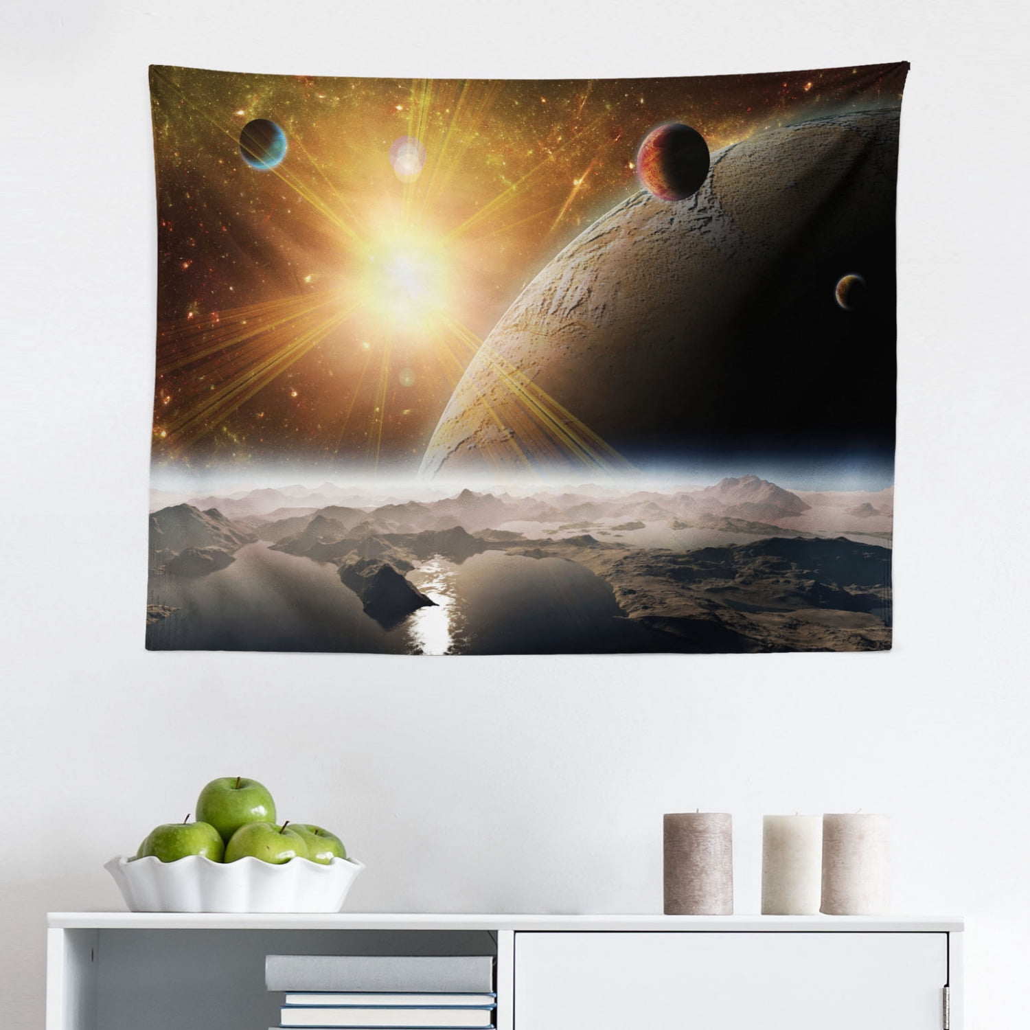 Outer Space Tapestry, Moons Universe View from The Earth's Surface ...