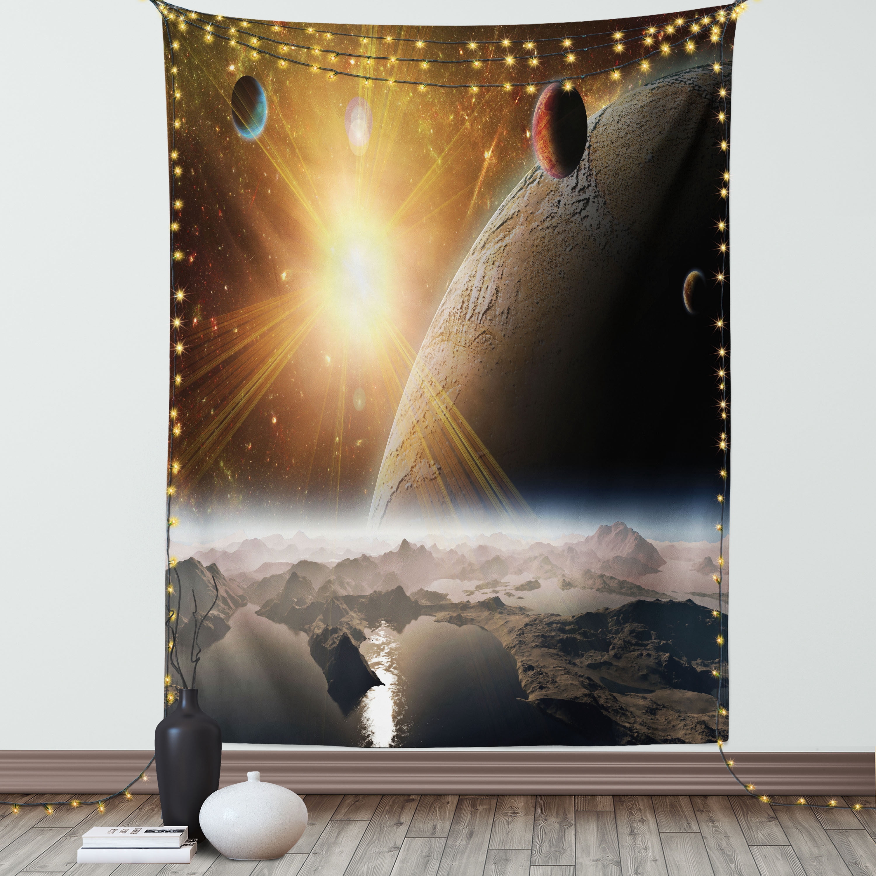 Outer Space Tapestry, Moons and Universe View from the Earth's Surface ...