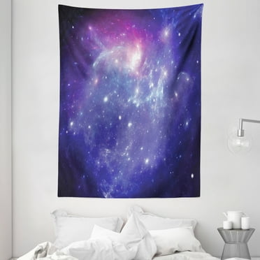 Outer Space Tapestry, Nebula Gas Cloud Dust Spiral Expanse Planet Galaxy System Milky Way Inspired, Wall Hanging for Bedroom Living Room Dorm Decor, 60W X 80L Inches, Navy Purple, by Ambesonne