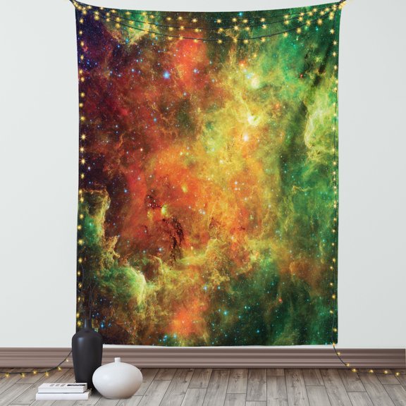 Outer Space Tapestry, North American and Pelican Nebula Gas Cosmic Planetary Object in Outer Space, Wall Hanging for Bedroom Living Room Dorm Decor, 40W X 60L Inches, Orange Green, by Ambesonne