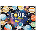 thumbnail image 1 of Outer Space Themed Colorful Banner with Astronaut Planets and Stars Reach Four for the Stars Party Decoration Backdrop Photography Props Kids Birthday Party Decor Background, 1 of 7