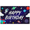 thumbnail image 1 of Outer Space Themed Happy Birthday Banner Astronaut Planets Rocket Balloons Background Party Supplies Birthday Decoration Photography Props Decorations, 1 of 7