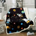 thumbnail image 1 of Outer Space Throw Blanket Rocket Ship Blanket Universe Themed Decor Fleece Blanket for Teens Galaxy Space Planet Print Fuzzy Blanket Solar System Sherpa Blanket 50鈥渪60", 1 of 6