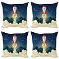 thumbnail image 1 of Ambesonne Space Throw Pillow Cover 4 Pack, Rocket in the Woodlands, 16", Multicolor, 1 of 2