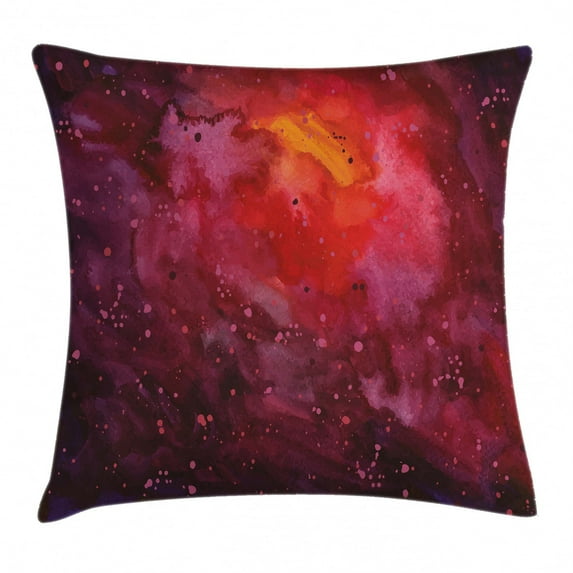 Outer Space Throw Pillow Cushion Cover, Cosmos Milky Way Galaxy Abstract Stardust in Watercolor Design, Decorative Square Accent Pillow Case, 24 X 24 Inches, Magenta Purple Red Orange, by Ambesonne