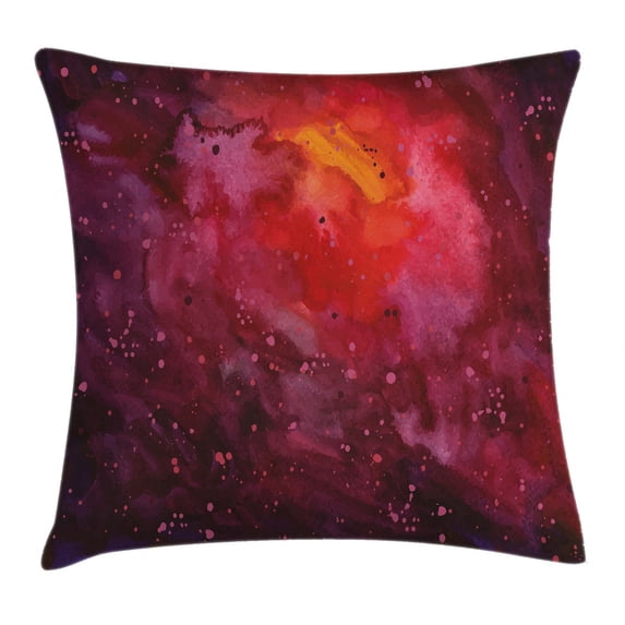 Outer Space Throw Pillow Cushion Cover, Cosmos Milky Way Galaxy Abstract Stardust in Watercolor Design, Decorative Square Accent Pillow Case, 16 X 16 Inches, Magenta Purple Red Orange, by Ambesonne