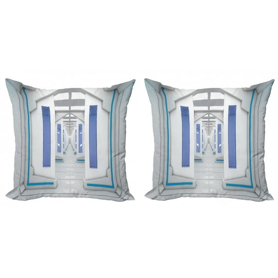 Ambesonne Space Throw Pillow Cover 2 Pack, Solar System Milky Way, 16", Blue White