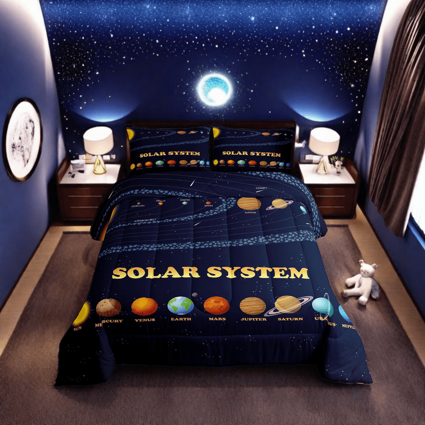 Outer Space Twin Size Bedding Set Solar System Comforter Set,Galaxy ...