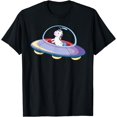 Outer Space Unicorn Shirt UFO Flying Saucer Cute Girls Gift TShirt