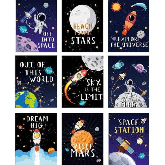 Outer Space Wall Art Decor Posters, Astronaut Canvas Wall Prints Solar ...
