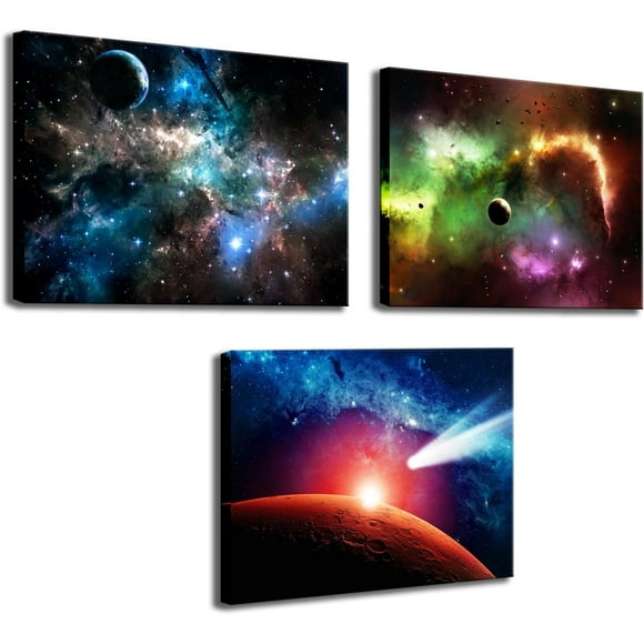 Outer Space Wall Art Galaxy Nebula Starry Cosmic Picture Astronomy Canvas Painting Universe Stars Arotwork for Home Office Nursery Decoration No Framed Ready to Hang