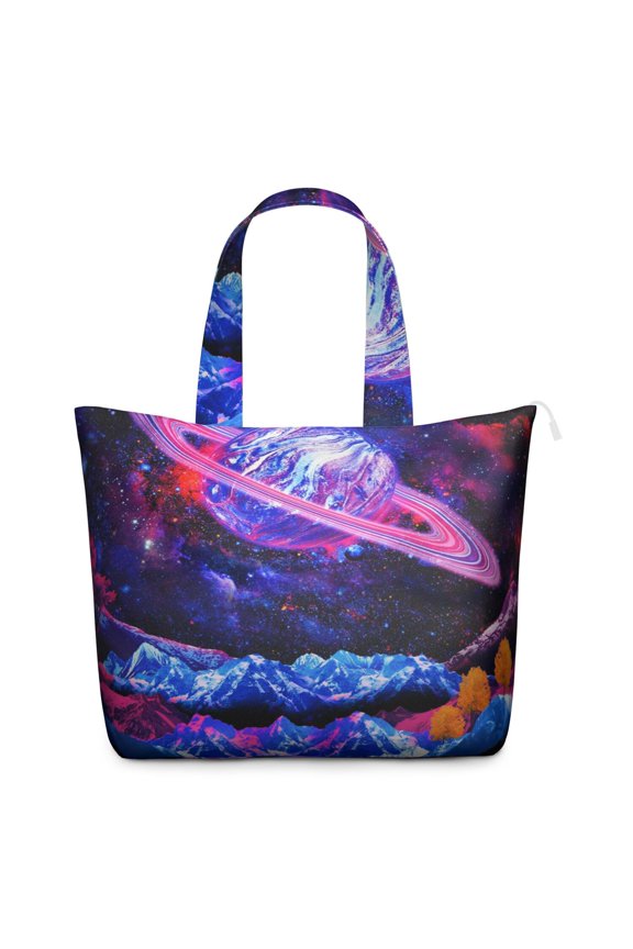 Outer Space Weekender Bag - Large Capacity Carry-On Tote with Reinforced Handles, Nebula & Alien Print for Women