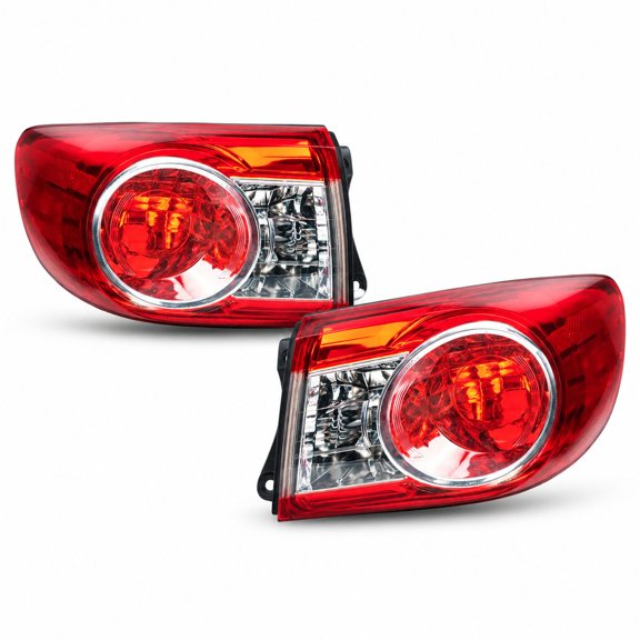 Outer Tail Light Assembly Pair for 2011-2013 Toyota Corolla Base CE LE S L XRS, Left and Right Side, 2 Pieces