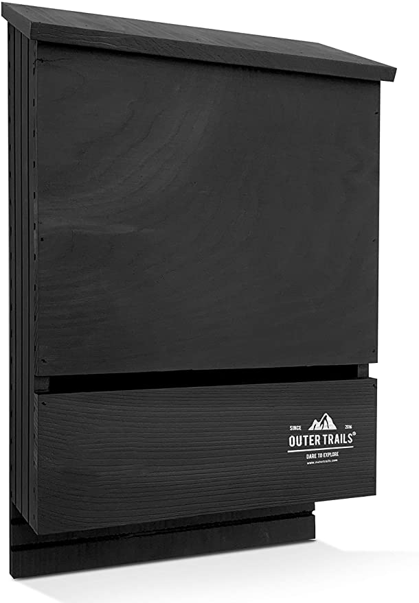 Outer Trails Bat House Outdoor Bat Habitat, Black All Natural Cedar