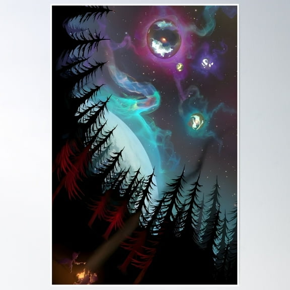 Outer Wilds - Deep Forest Watching Planets Poster Wall Art, Modern Wall Decor, 24x36 UNFRAMED