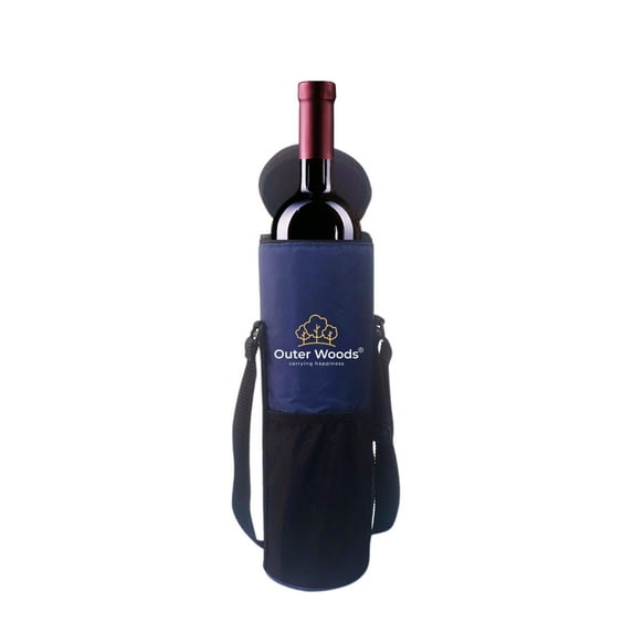 Outer Woods Insulated 1 Bottle Bag | Water Bottle Bag | Wine Cooler Bag | Bottle Cooler Bag - Navy