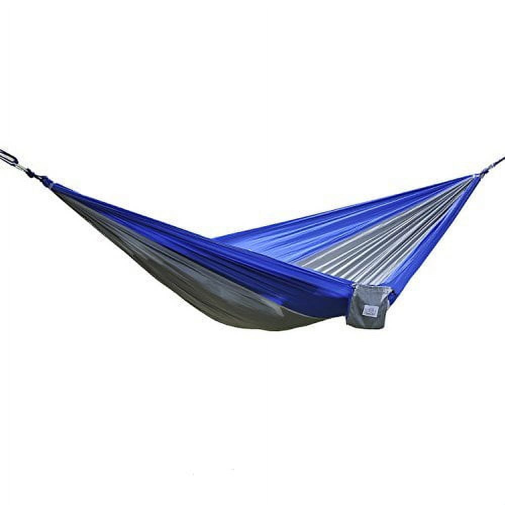 OuterEQ Portable Lightweight Nylon Fabric 400lb Double Hammock Travel Camping Hammock (Blue/Grey, Approx 295 x 198cm)