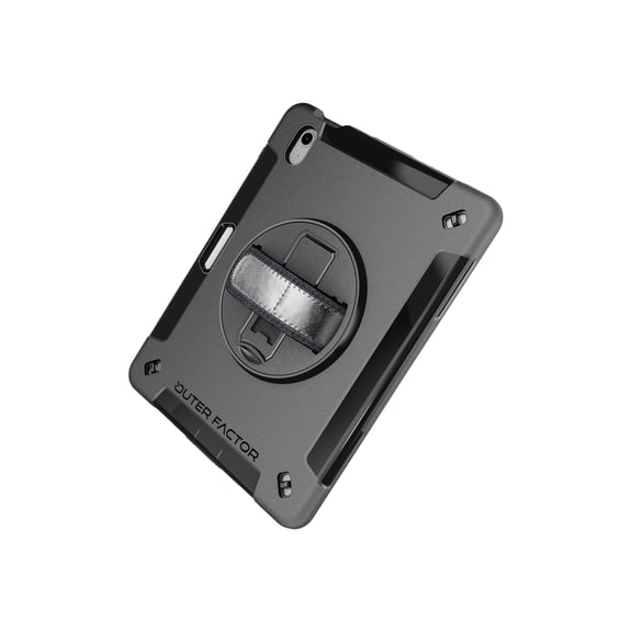 OuterFactor WorkForce Pro - Protective case for tablet - kickstand, hand strap, screen protector, pen holder - thermoplastic polyurethane (TPU), polycarbonate - black - for Apple 10.9-inch iPad Wi-Fi, Wi-Fi + Cellular