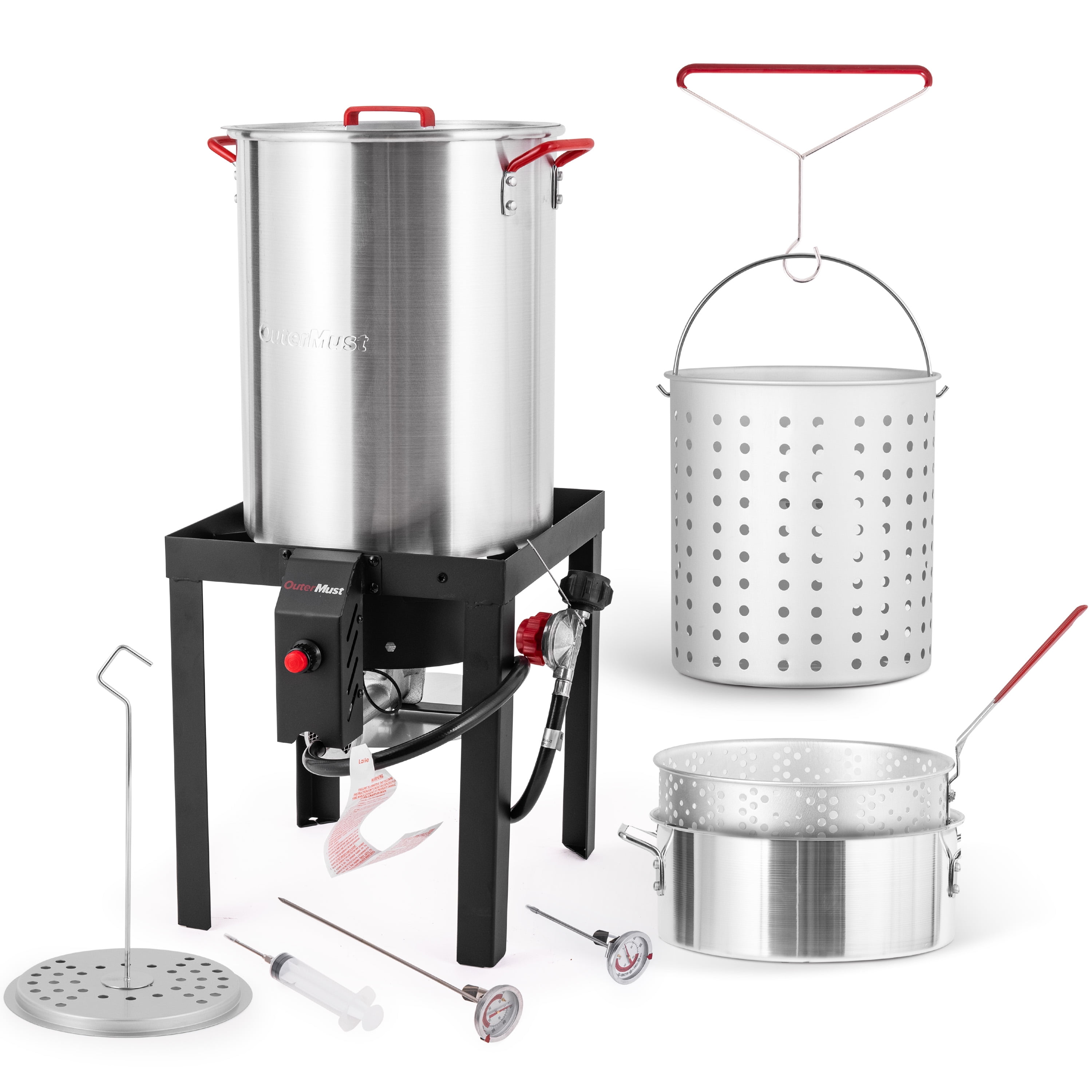 OuterMust 30 QT Turkey Fryer with Basket Crawfish Boil Pot and Burner Set with 11 Qt Outdoor