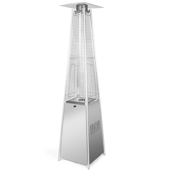 OuterMust 48,000 BTU Pyramid Patio Heater with Stainless Steel Design, Wheels and One-Button Ignition Ideal for Backyard Balcony 6-8 people